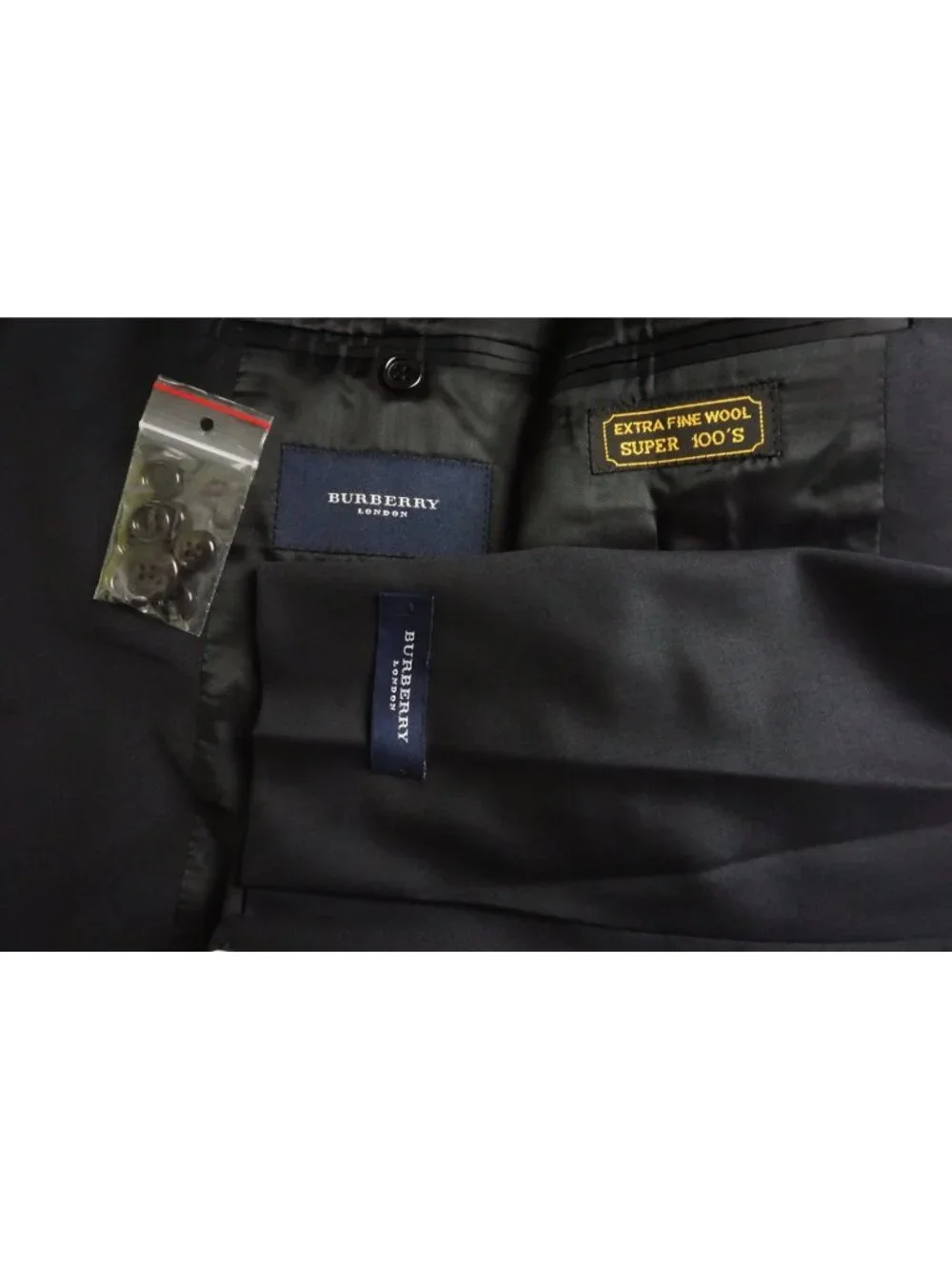 Burberry London Oxford Solid Navy Wool 2 Pc Suit Jacket Pants Sz 44R BRAND NEW
